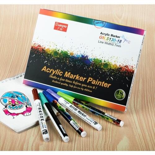 18 Color 0.7mm Acrylic Paint Marker Pen Art Supplies Water-Based Marker Pen Ceramic Painting Pen Color Marker Pen