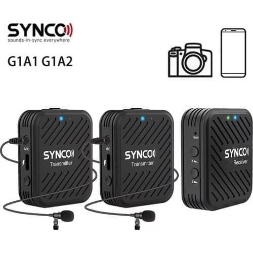 SYNCO G1 G1A1 G1A2 Wireless Microphone 2.4GHz Interview Lavalier Lapel Microfone Condensador Receiver Kit for Phones DSLR Tablet