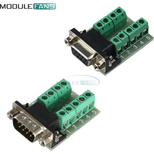 DB9 Male Female Adapter RS232 Serial To Terminal DB9 Connector Signals Terminal Diy Kit Electronic PCB Board Module