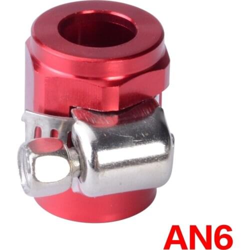 ESPEEDER Oil Fuel Hose Clamp Finisher HEX Finishers Red Aluminum Hose Connectors AN6 Hose Clamps