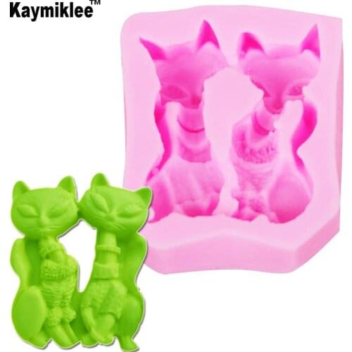 F1174 Two Fox Silicone Molds Handmade Soap Mold, Fondant Cake Decoration Sugar Craft Tools Baking Tools