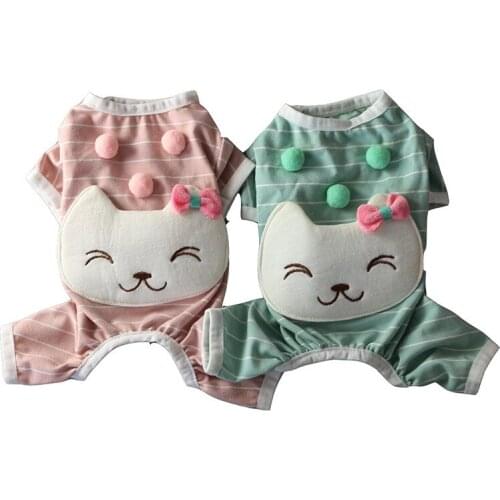 Cotton Dog Pajamas New Dog Onesies Puppy Cat Costumes Cotton Cute Cartoon Lattice Four Legs Onesies Jacket Spring Summer Wear