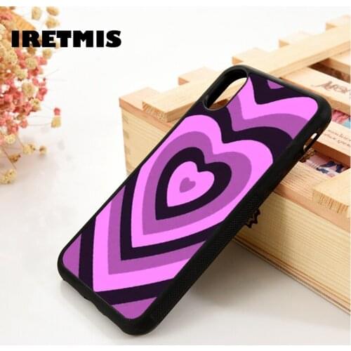 Iretmis 5 5S SE 6 6S Silicone Rubber Phone Case Cover for iPhone 7 8 Plus X Xs 11 12 MINI Pro Max XR Purple Spooky Sweet Heart