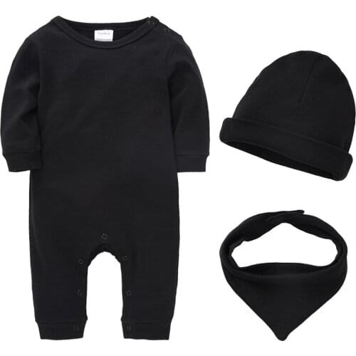 Kavkas Unisex Baby Romper Set 3 PCS/Lot Long Sleeve roupa de bebe 100% Cotton Newborn Jumpsuit Solid Blank Clothing