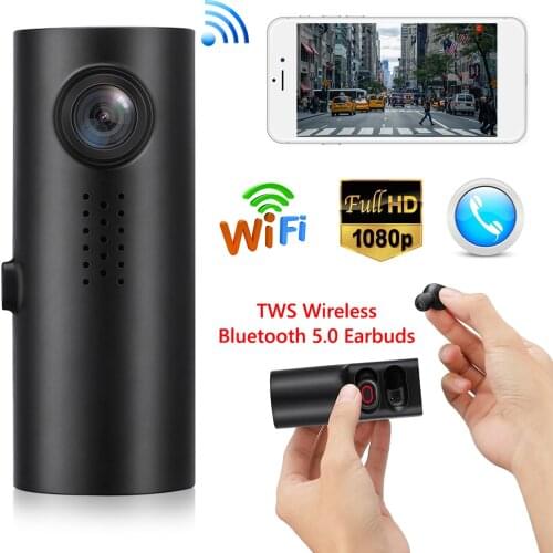 Classic Delicate Hot Sale Rear View Camera Full HD 1080P WiFi Car DVR Camera Dashcam with TWS Bluetooth Wireless Earbuds