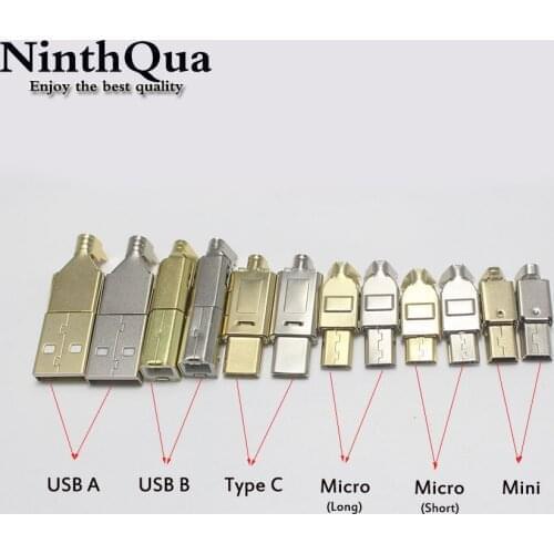 50set Micro Mini Type C USB 2.0 USB 3.1 Male plug connector Socket Jack Nickel/Gold Plated for DIY data cable HiFi Audio Adapter