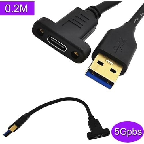 USB A to USB-C Adapter Cable, Type A 3.0 Male to Type C Female Data & Charging Converter for Laptop and PC 0.2m