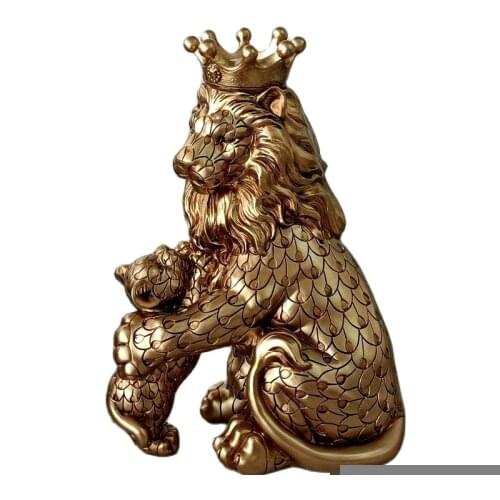 Vintage Territory Lion Sculpture Handmade Resin Lion King Statue Beast Wildlife Decor Business Ornament Shelf Craftworks Gift