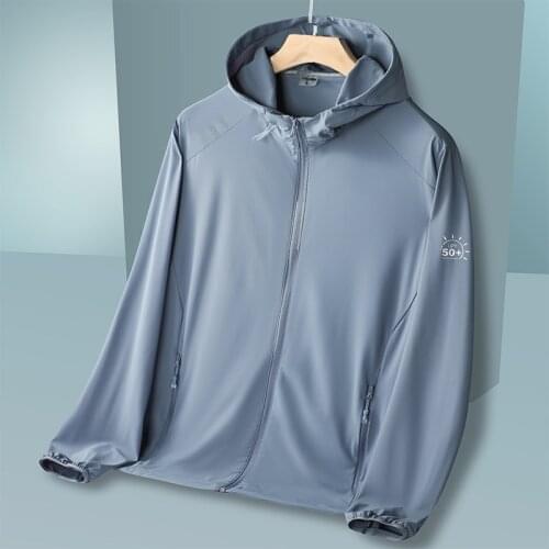 Summer Ice Silk Hooded Sun Protective Clothing Men Women Outdoor Riding Hiking Sports Breathable Thin Stretch Sunscreen Jacket