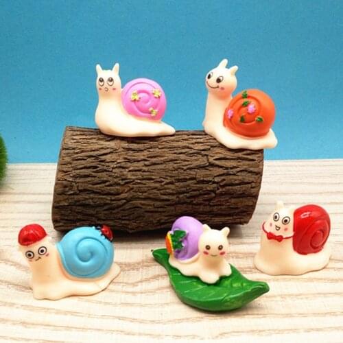 5pc Kawaii Snail Mini Animal Miniatura Dollhouse Garden Home Bonsai Decoration Miniature Pvc Craft Ornament Micro DIY Cake Decor