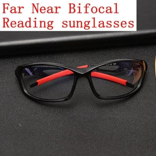 Multifocal Reading Glasses Transition Sunglasses Photochromic Bifocal Reader for Men, Vintage Sports Square Eyewear Fram NX