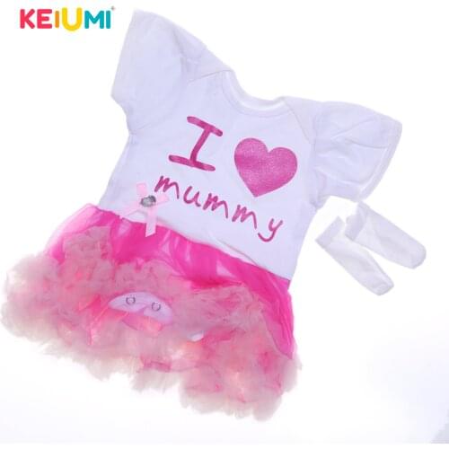 KEIUMI Fashion Baby Doll Dress With Cartoon Heart Suit For 22-23 Inch Reborn Doll Girls Clothes Sets Kids DIY Toy