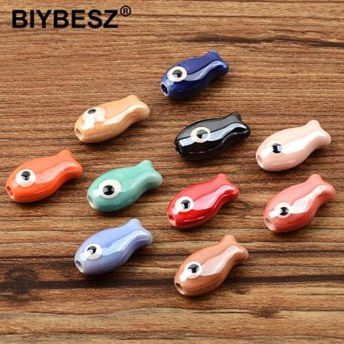 Fashion Colorful Fish Shaped Ceramic Beads Loose Spacer Beads For Jewelry Making DIY Accessories Bead Bracelet