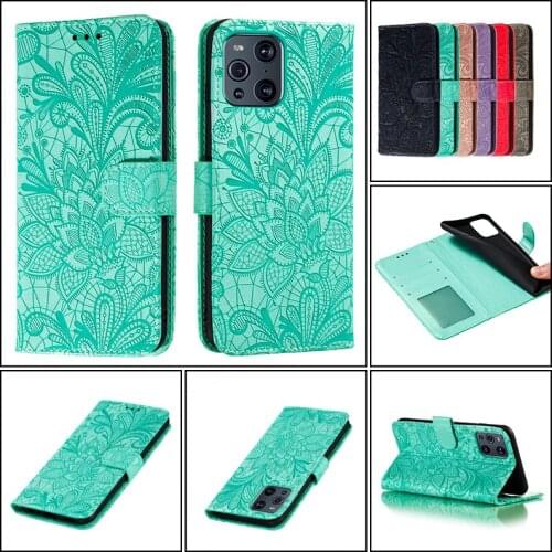 Fashion Cute Lace Flower Leather Case For OPPO Reno 3 4 5 PRO Plus Realme 6 C11 FIND X3 Lite PRO Neo Flip Shell Case Cover Coque
