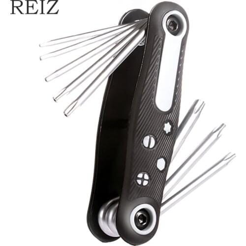 REIZ Wrench Set 8 In 1 Foldable Allen Key Universal Spanner Torx Phillips Slotted Hexagon Screw Nut Bits Portable DIY Hand Tools