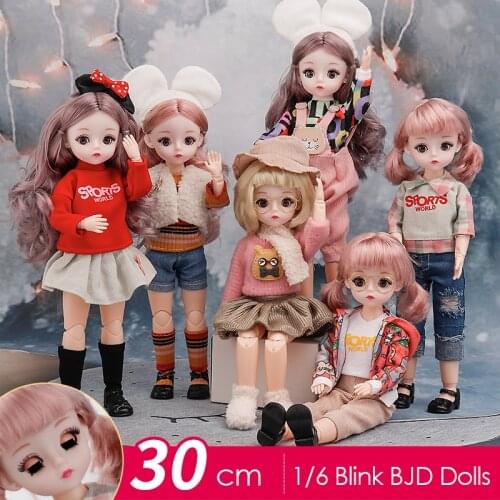 New 1/6 3D Eyes Blink BJD Dolls 23 Joint Movable 30 CM DIY Dress Up Make Up Exquisite Beautiful Clothes BJD Dolls For Girls Toys