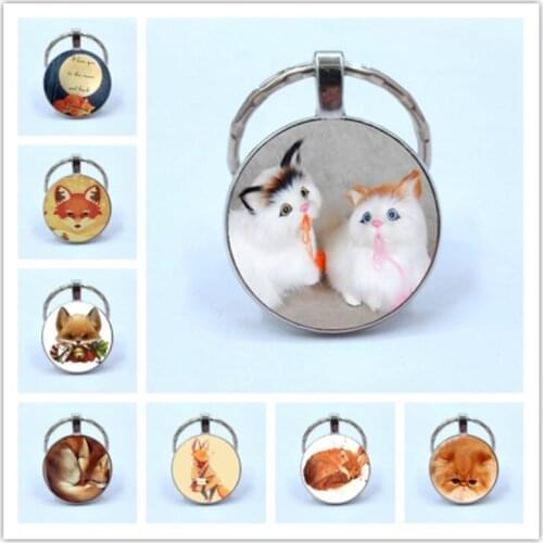 2019 new Cute fox photos Keychain women bag Pendant Car Key Fashion Ring Pendant Bag Charm jewelry
