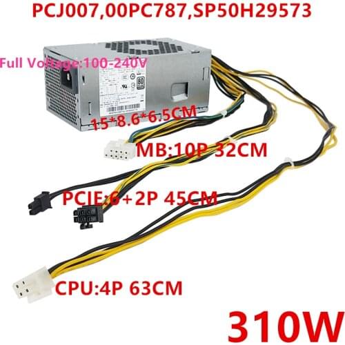New PSU For Lenovo TFX M310 410 415 510 610 710 90 H3060 5060 510 B415 10Pin 310W Power Supply PCJ007 PCC001 00PC787 SP50H29573