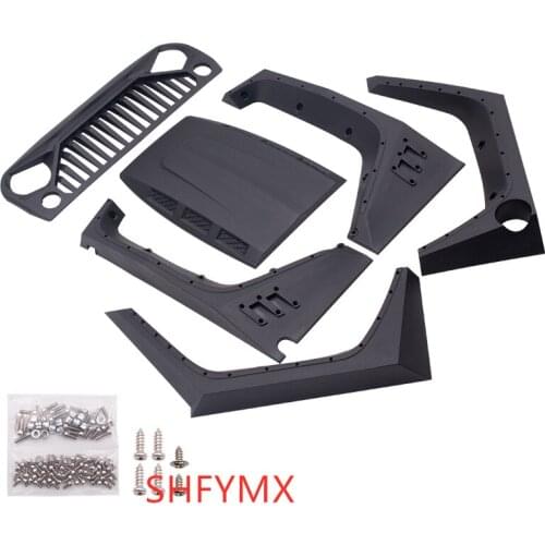 Plastic Rc Car Hard Body Wheel Eyebrow & Top Shell & Air Intake Grille Sets For 1/10 Rc Wrangler-Jeep Body Shell