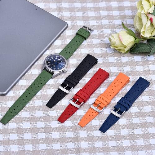 Fluorine Rubber Watch Strap 20mm 22mm For Seiko Mens Diving Watch Accessories Quick Release Tropic Watchbands