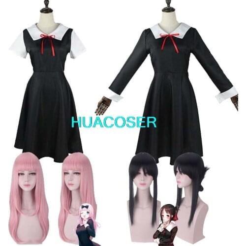 Shinomiya Kaguya Cosplay Costume Kaguya-Sama: Love Is War Fujiwara Chika Wigs Anime Womans Dresses + Headdress
