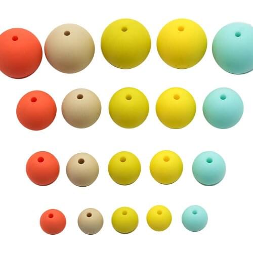 Cute-idea 9/12/15/19mm 20pcs/lot Food Grade Silicone Beads Baby Teething Products DIY Chews Pacifier Chain Baby Teethers Toy