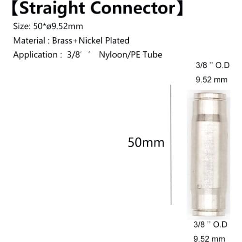 1 Pcs High Pressure Brass Slip Lock Connector Without Hole For 3/8‘’ Tubing Straight Joint Misting System Fitting