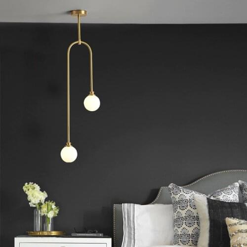 Modern Pendant Lamp Led Glass Ball Nordic Bedroom Bedside Hanging Lighting Fixture Minimalist Restaurant Decor Creative Lights