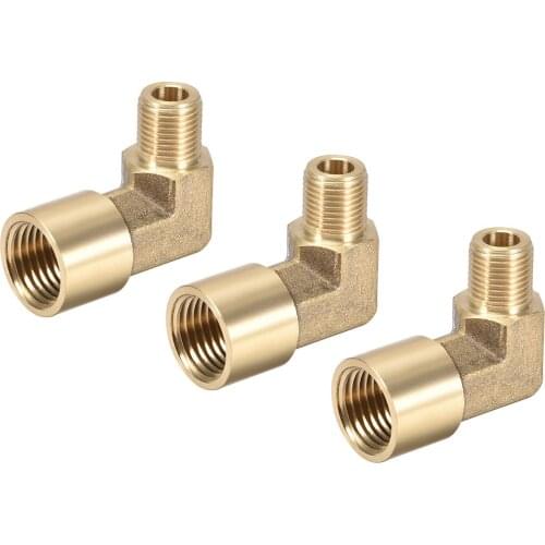 Uxcell 3pcs Brass Pipe Fitting 90 Degree Elbow G1/8 Male X G1/4 Female