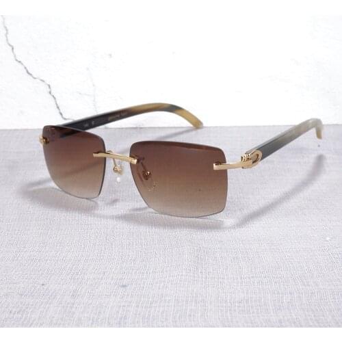 Vintage Buffalo Horn Glasses for Men Sun Glasses for Male Red Sunglasses for Women High Quality Square Sunglasses for Travelling
