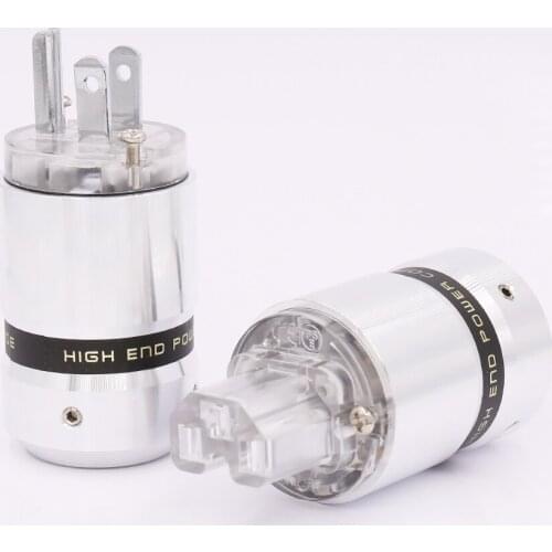 Hi-End US Power Cable Plug IEC Connector Rhodium Plated Female male Plug Power Cable