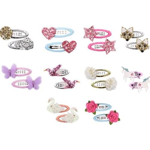 10 pairs/lot, Cute Animal Hair Clips , Mini Felt Flower Snap Hair Grips