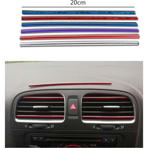 10pcs Plating DIY Sticker Car Air Outlet Trim Strip Air Vent Grille Switch Rim Decoration Interior Moulding Strip Car-styling