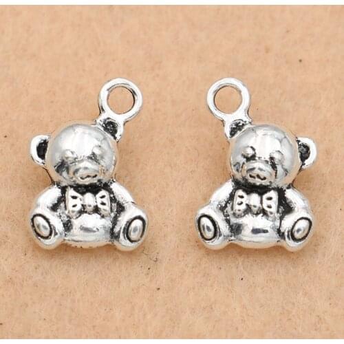10pcs Tibetan Silver Plated Bear Charm Pendants for Jewelry Making Bracelet Diy Jewelry Findings 15x11mm