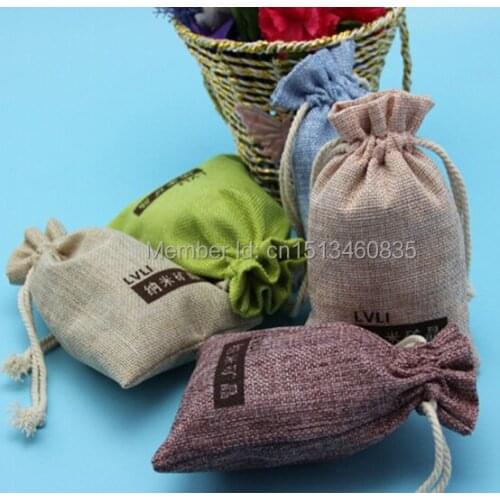 100pcs/lot CBRL jute/linen/flax drawstring bags&pouch for ornament/headwear,Various colors,size customized,wholesale