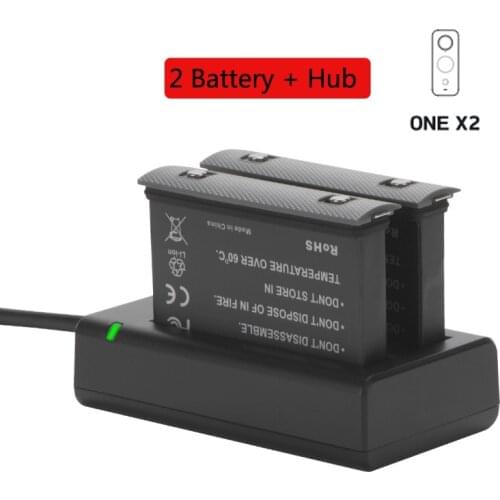 2PCS NEW For Insta360 ONE X2 Rechargeable Lithium Battery + Fast Charge Hub For Insta360 ONE X 2 Camera Charger Accessories Kits