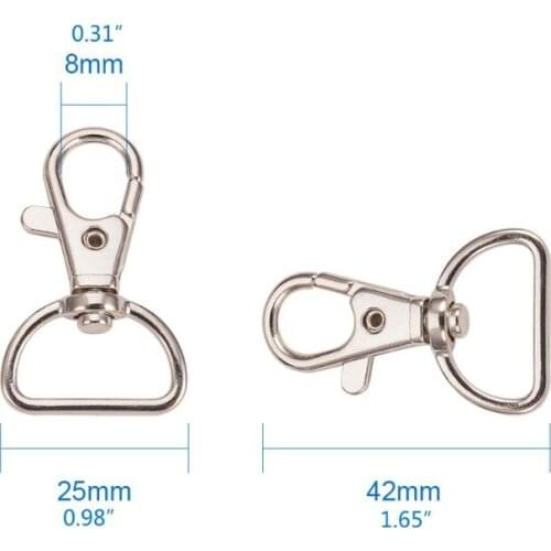 20Pcs 360° Swivel Trigger Snap Hooks Lobster Claw Clasp D Ring Keychain Findings U2JF