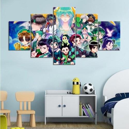 Anime Characters 5 Panel Canvas Prints Poster Wall Art Decor Painting Modular Picture For Bedroom Living Room Home Decoration