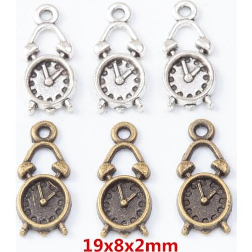 50pcs Charms Alarm clock Bronze Pendant Accessories DIY Vintage Choker Handmade Jewelry findings 7681