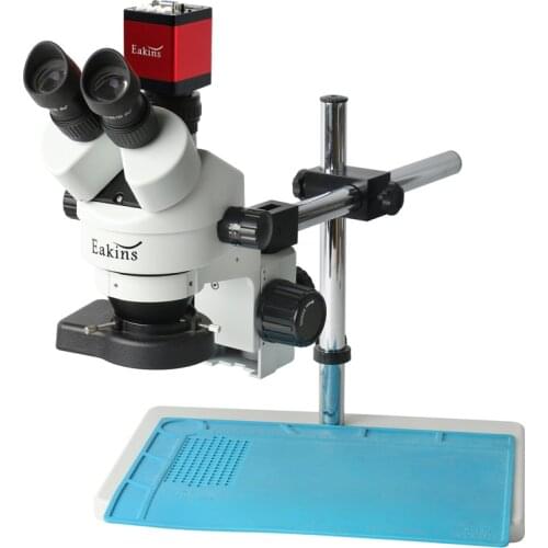 7X-45X Simul-focal Trinocular Stereo Zoom Microscope 1080P 720P HDMI VGA Electronic Digital Camera 56 LED Light Insulation Mat