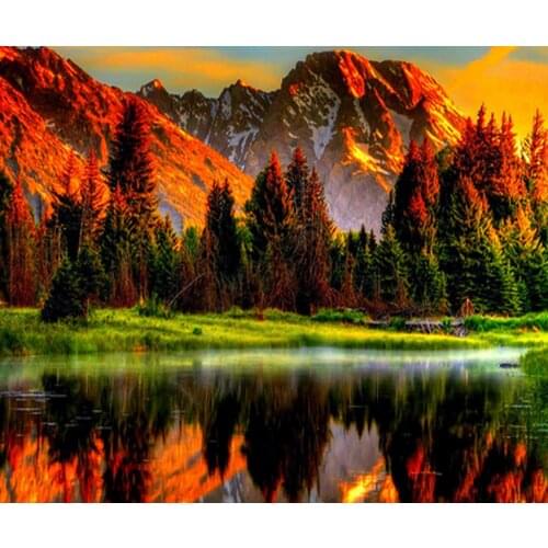 MM 14/16/18/28 CROSS STITCH Full Round Drill 5D DIY Diamond Painting " Landscape trees " 3D Embroidery Cross Stitch Home Decor