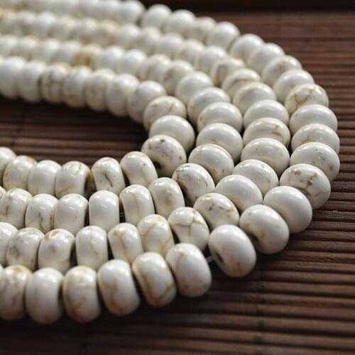 White Color Howlite Howlite Roundel Shape Beads 6x10mm Spacer Bead DIy Findings 5 Strand/lot