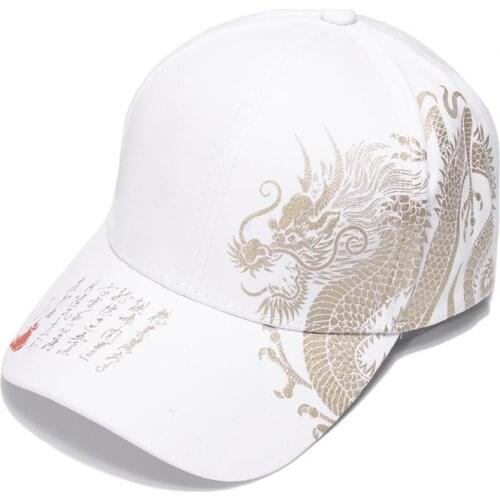 2021 Unisex Baseball Cap Black Adjustable Chinese Style Cap Dragon Print Casual Snapback Bone Hip Hop Hat Dropshipping