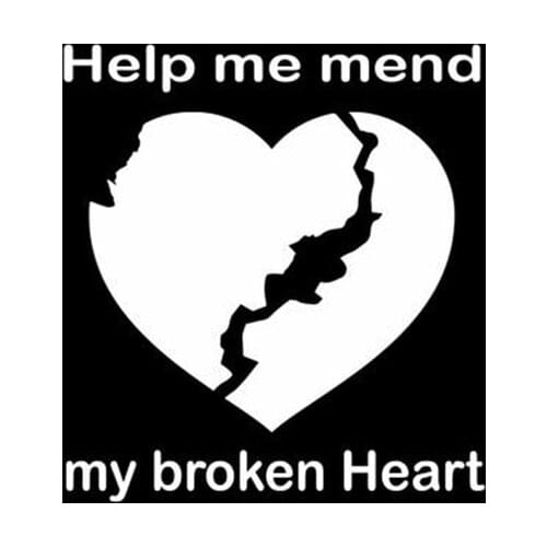 Black/Sliver Help Me Mend My Broken Heart Quote Vinyl Car Sticker Window Door Decal Funny Top Quality Rainproof Removable CL827