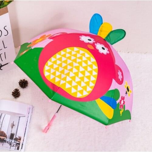 Children Umbrella with Animal Ears Boys Girls Cartoon Long Handle Light Umbrella