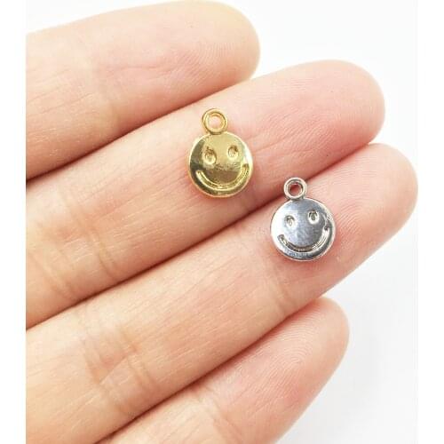 Eruifa 20pcs 8mm Mini Smile Head Charms Pendant necklace,earring jewelry DIY handmade Gold Lead/Nickle Free