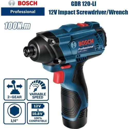 Bosch GDR 120-LI 12V Lithium Battery Rechargeable Impact Wrench/Driver Bosch Power Tool 12V/2.0Ah Battery