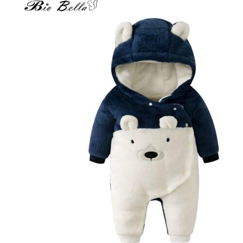 Winter New Cute Baby Clothes Thicken Fleece Long Sleeve Rompers Jumpsuit Bebes Infantil Animal Clothing Baby Body Meninos