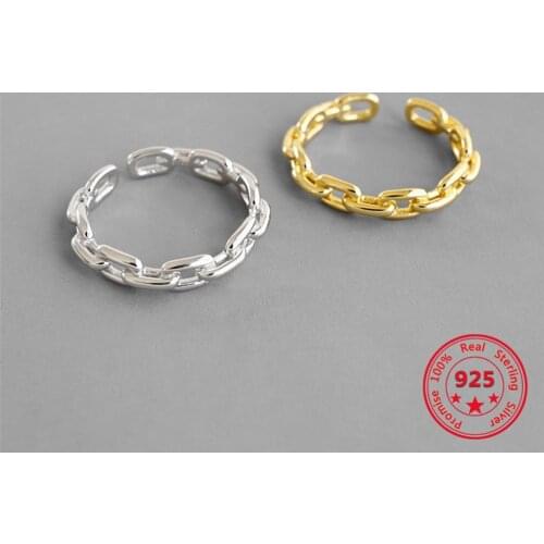 Korean Version Of 925 Sterling Silver Ring INS Simple Style Fashion Wild Chain Design Trend Female Models Opening Adjustable