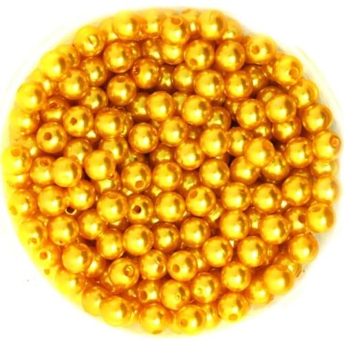 Round Approx 1000pcs/lot Gold Color 6mm Dia. Imitation Pearl Plastic Beads Wholesale for Jewelry Making CN-BSG01-02GD